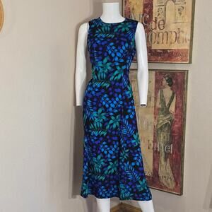 90s Alix Taylor Floral Rayon Midi Dress size 8 Petite